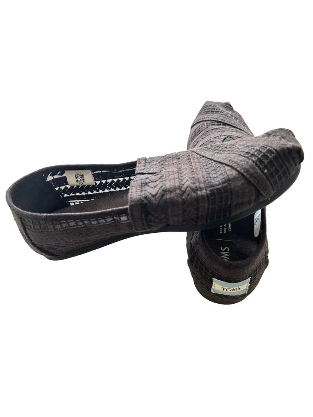 TOMS | Black Lace Alpargata Slip On Shoes Womens Size 7 Gray